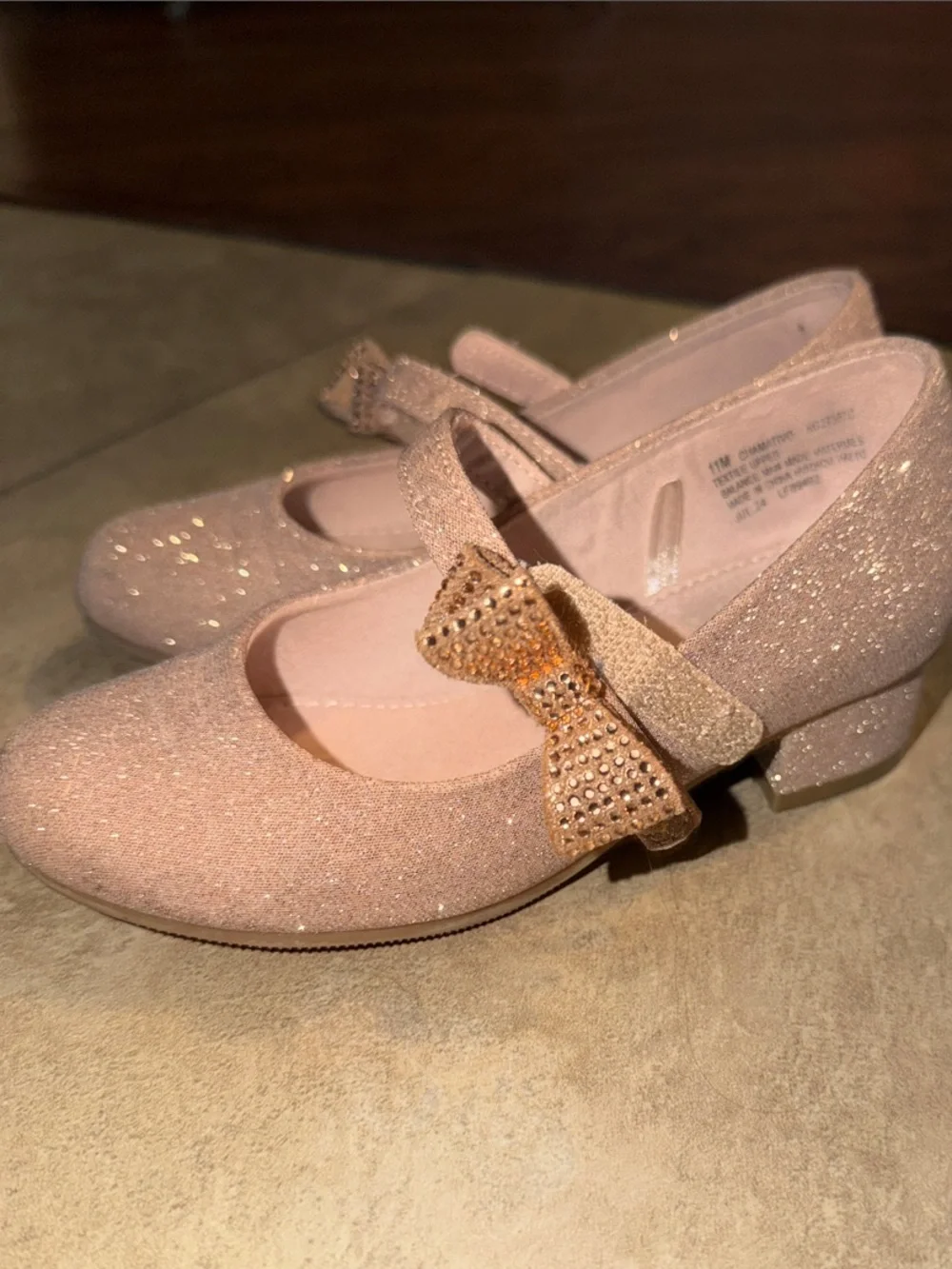 Seychelles Girls Glitter Mary Jane Shoes - light beige-sparkly-gold